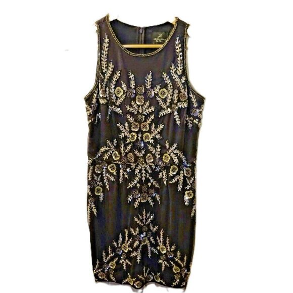 Adrianna Papell Beaded Gown‎ Sz 6 Purple Sleeveless Formal Evening Dress - Picture 2 of 11